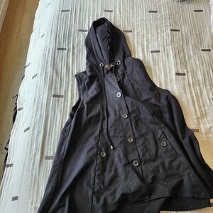 Christian Siriano 2x Aline Black Hooded Button Up Tunic Vest